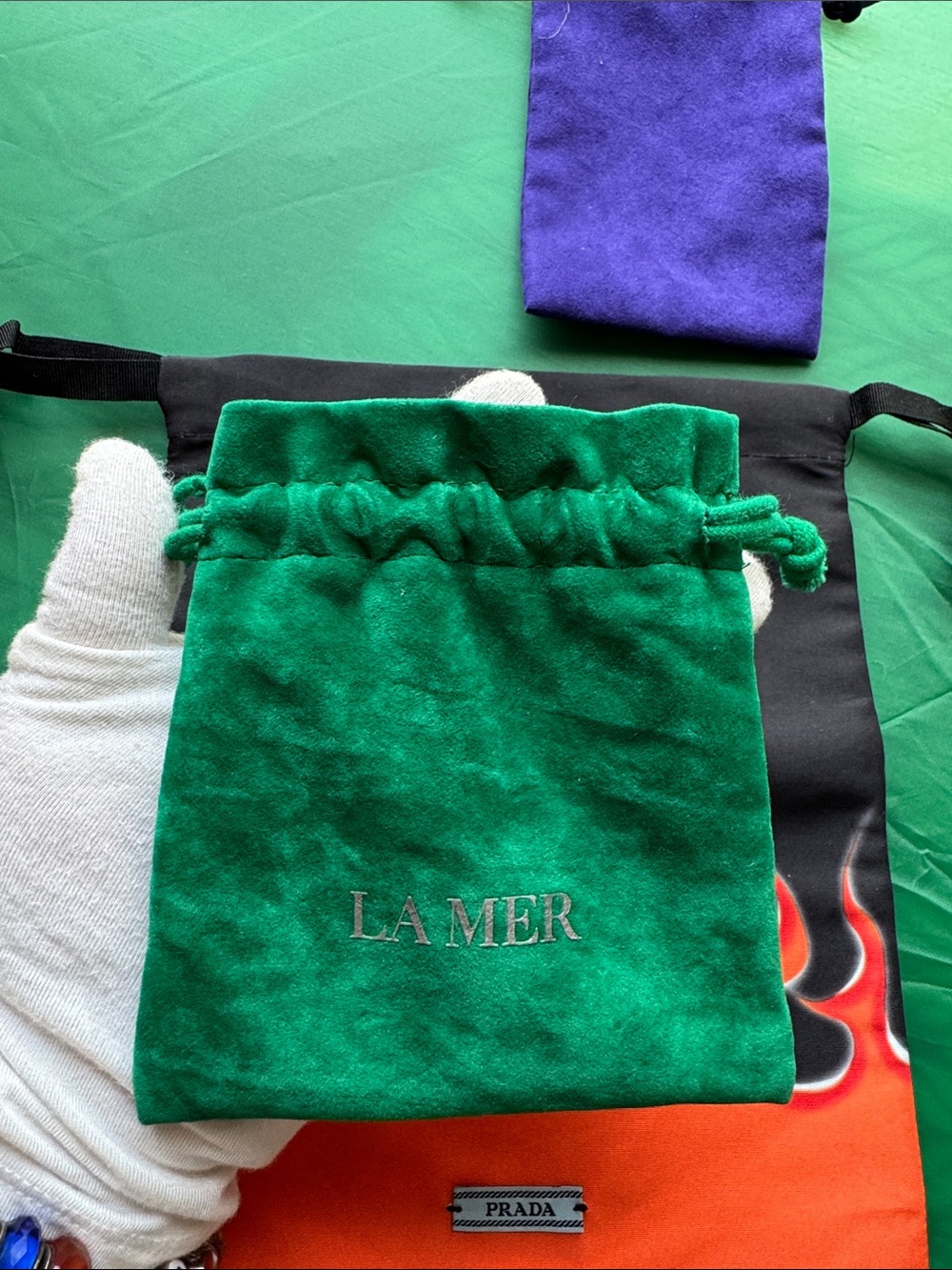 Bundle 4 Prada LA MER TORY BUCH CLA RIN RINS Drawstring Pouch - Picture 4 of 6